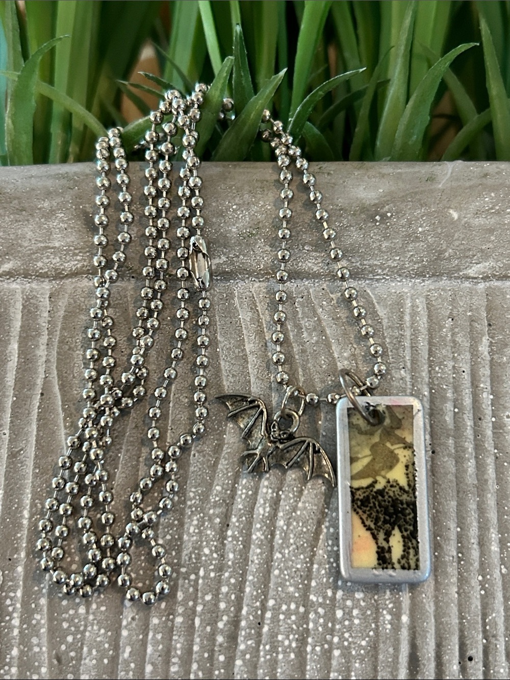 Black cat and spider domino pendant necklace NEW handmade mini domino